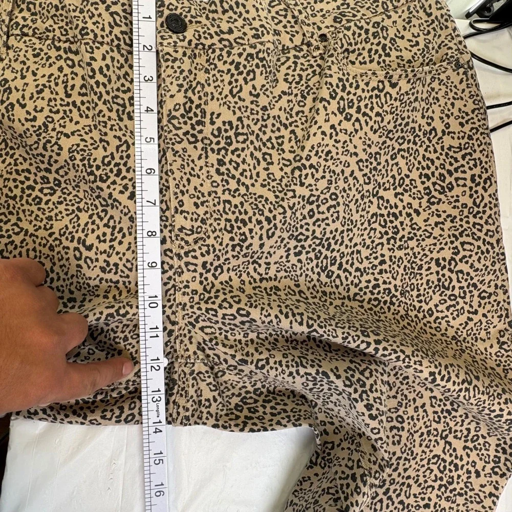 Seven7 Womens Tummyless High Rise Skinny Jeans Leopard Print Tan Black 20W‎ NEW